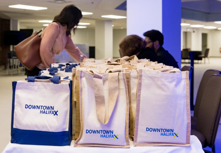 Branded bags filled with goodies