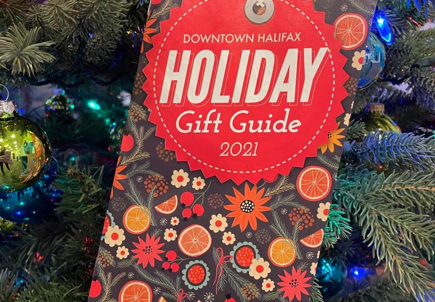 A pamphlet in a Christmas tree