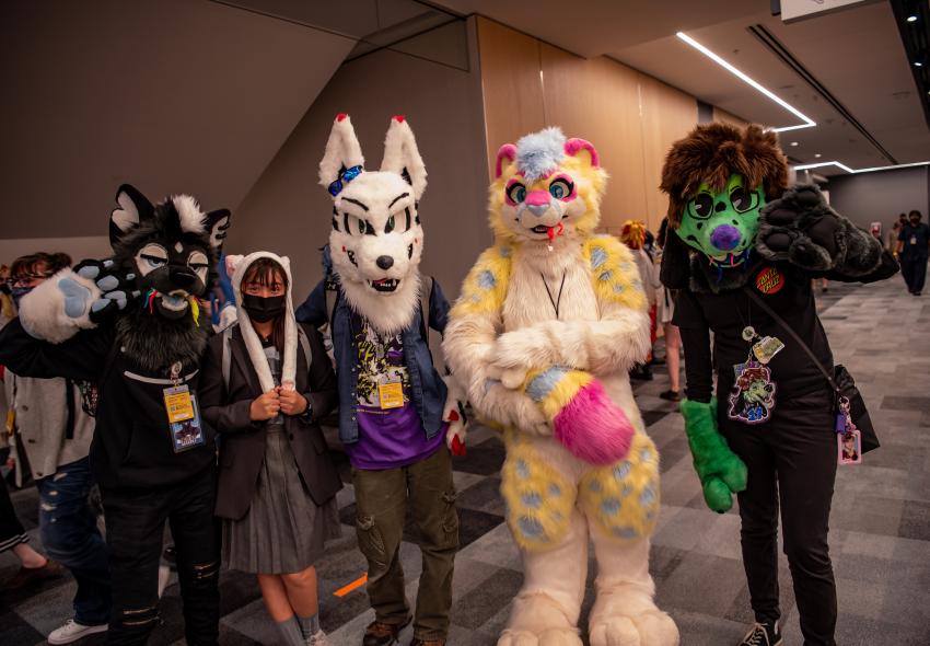 People dresses up in costumes