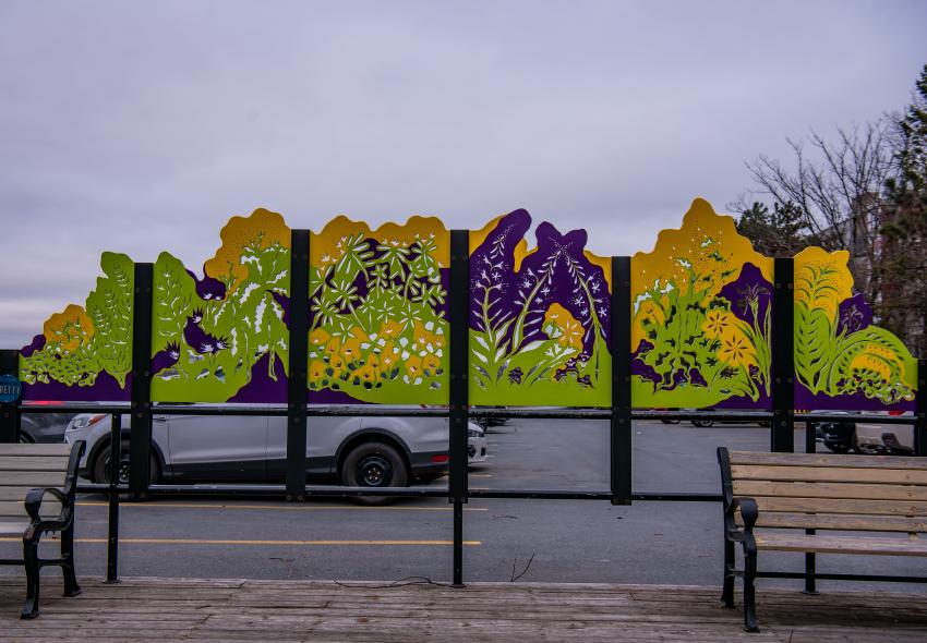 ‘Plant Life in Mi’kma’ki’ by Jeighk Koyote   Location: Lower Water St. - along the railing by the benches in front of the Salter Lot, across from the Brewery Market.