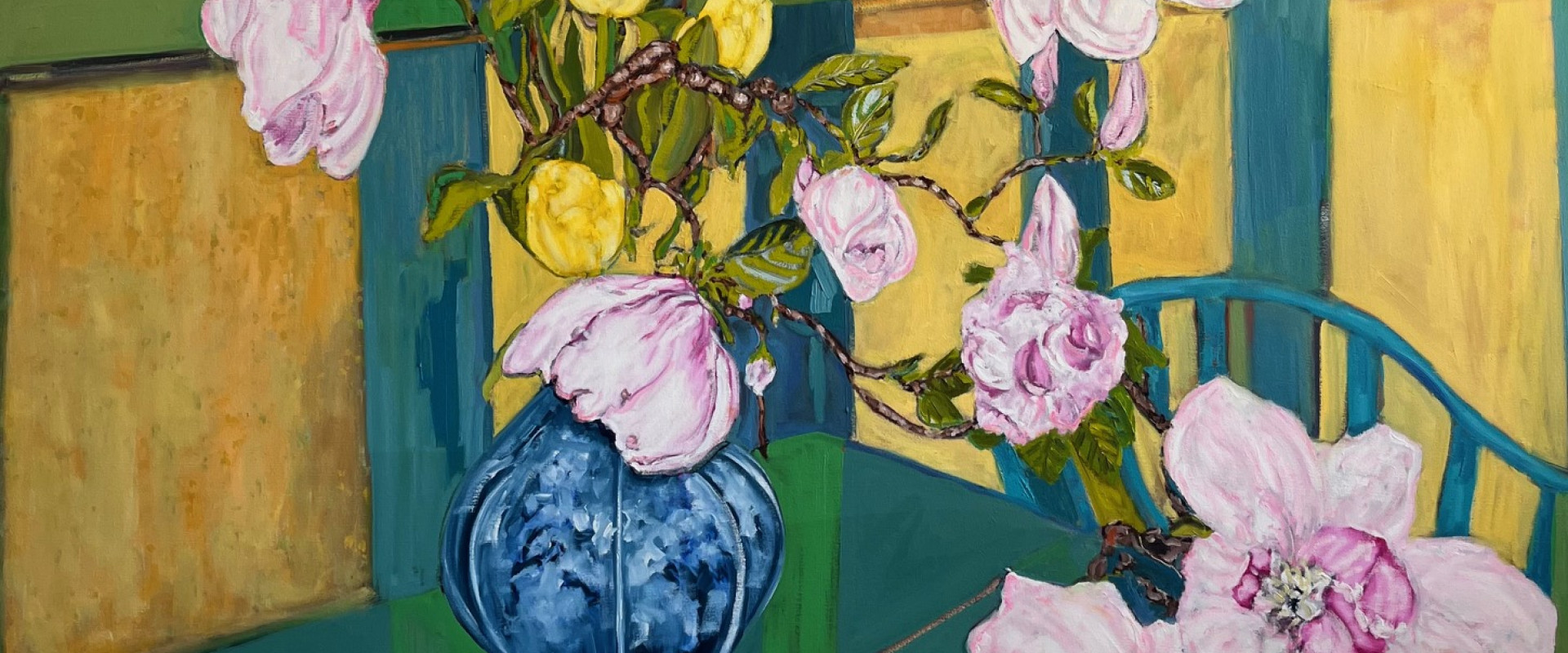 Magnolias and Tulips, 40"x60", oil, 2024